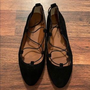 NWOT Lucky Brand “Aviee” suede lace-up ballet flat